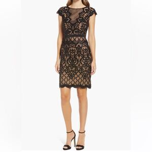 Tadashi Shoji Sequin Lace Body-Con Cocktail Dress in black size 10 NWT